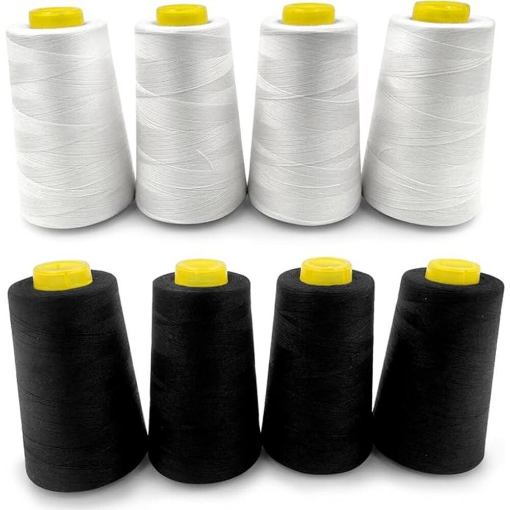 NEW Tortoise 8 Black White Thread Cones Serger Overlock Quilting‎ Machine
